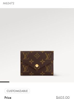 Louis Vuitton Monogram Canvas Wallet in Brown and Gold